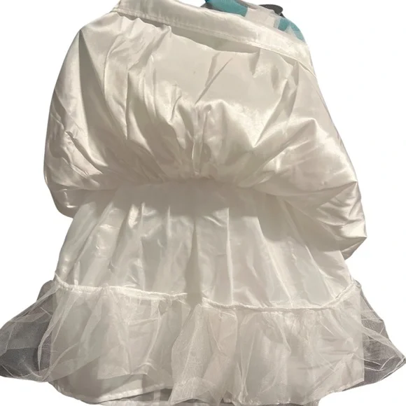 Like New Layered White Tulle & Satin Glitter Formal 3T Dress Formal Flower Girl - Picture 5 of 5